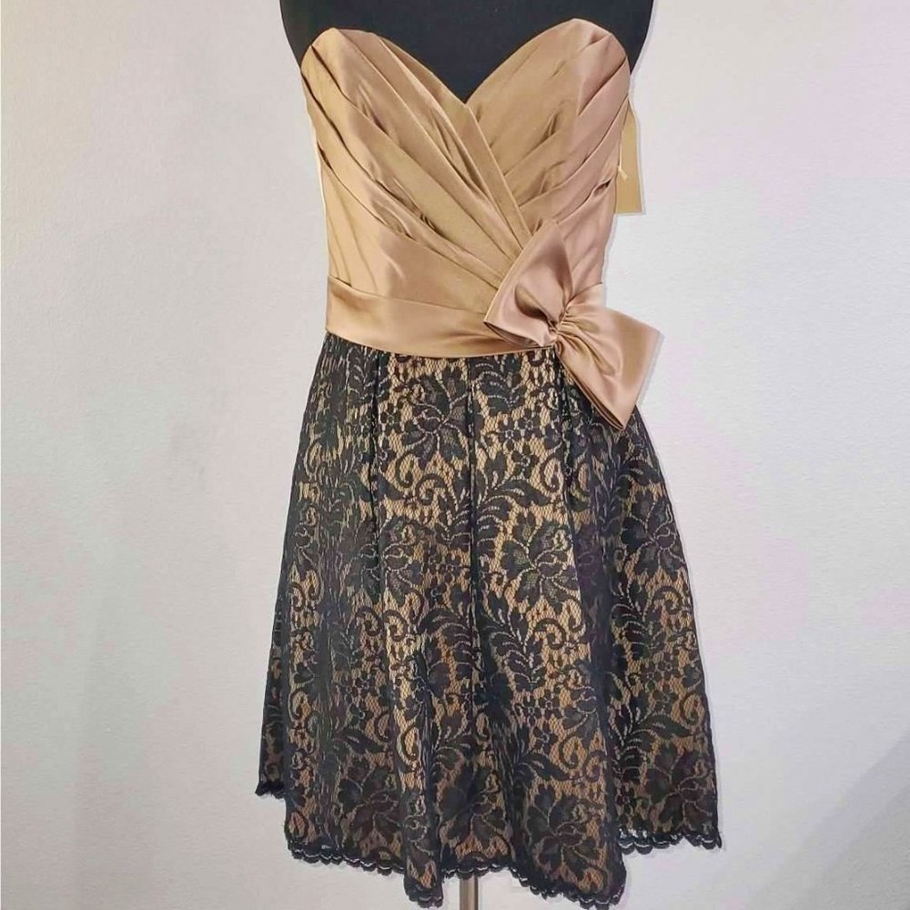 Cocktail Dress with black lace skirt (Bronze)